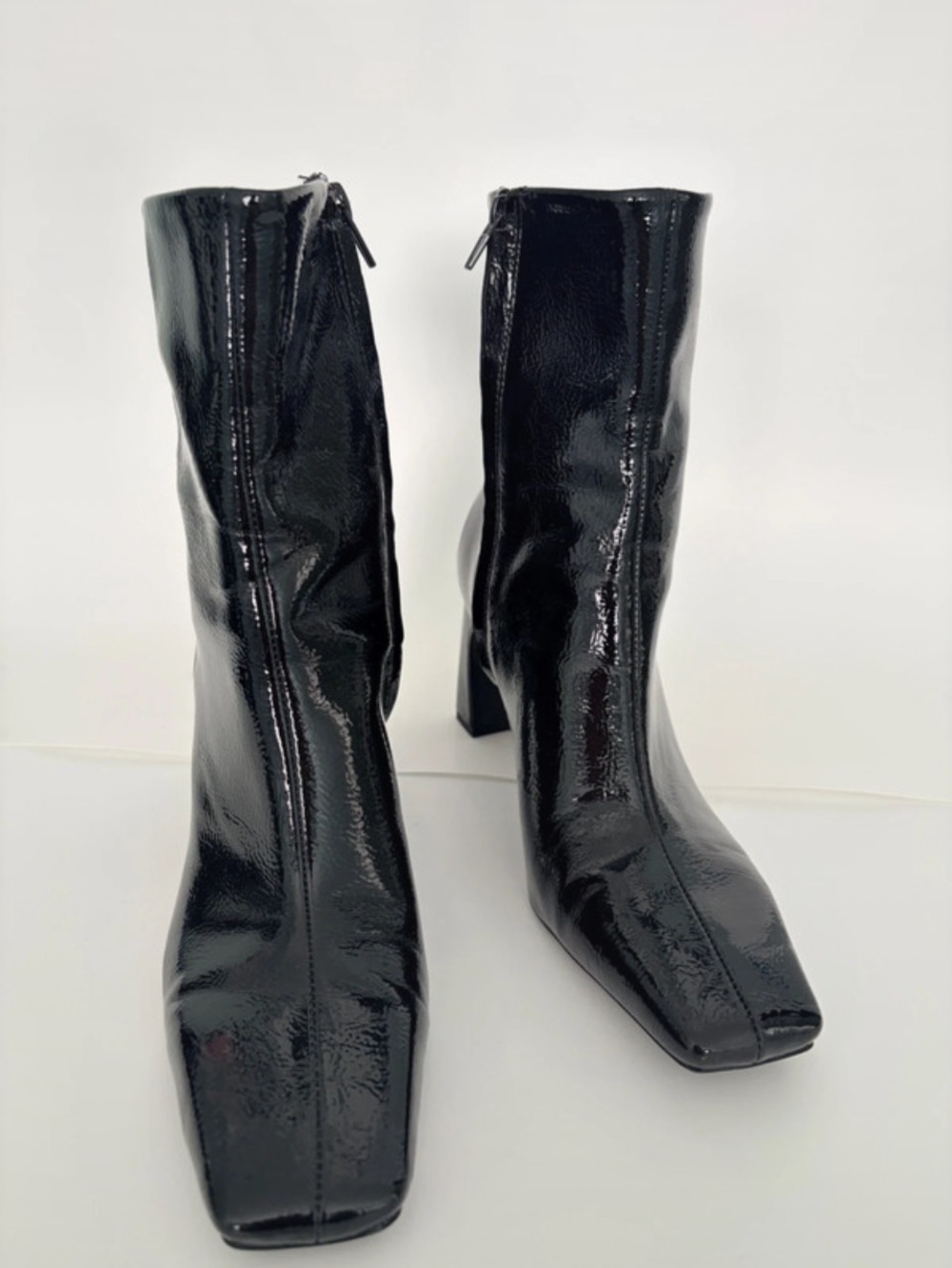 Zara boots -Taupe Patent Leather boots